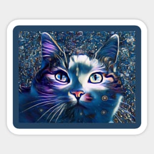 Beautiful cat in moonlight theme Sticker